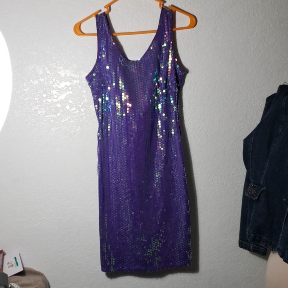 GlenRob Dresses & Skirts - Purple dress with iridescent sequins pink shine